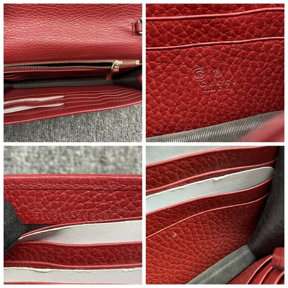 GUCCI Interlocking Wallet On Chain Red Leather Shoulder Bag 470-020725 - Picture 9 of 12